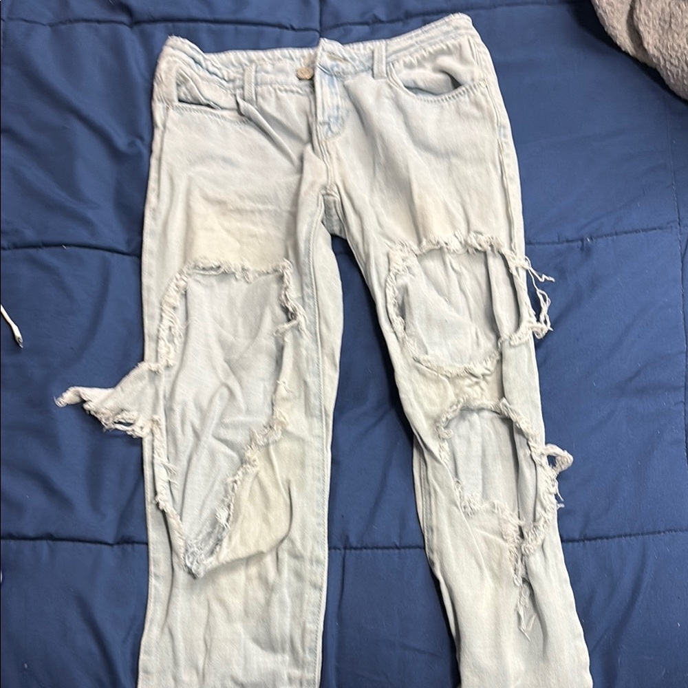 Refuge Blue Boyfriend Jeans Distressed Relaxed Fit